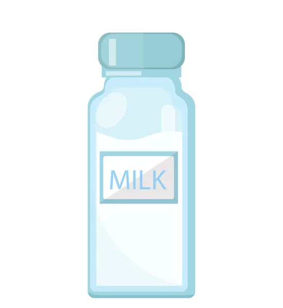 Leche en una botella de vidrio icono de estilo plano. Aislado sobre fondo blanco. Ilustración vectorial. — Archivo Imágenes Vectoriales