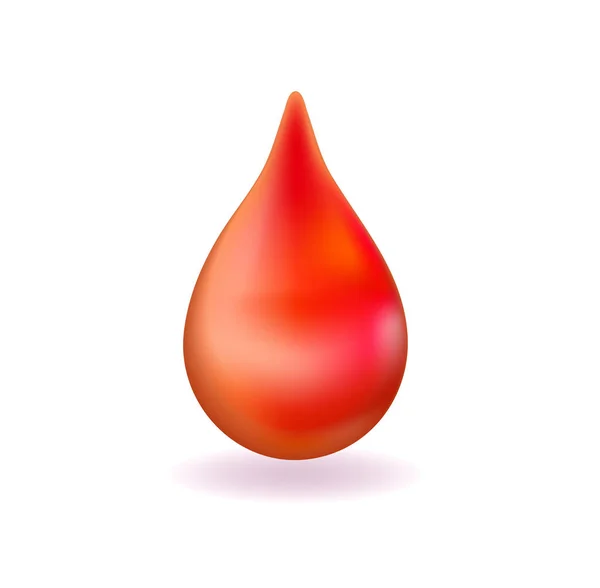 Ρεαλιστική κόκκινη σταγόνα αίματος. 3d πτώση σταγόνας εικονιδίου. Παγκόσμια Ημέρα Δωρεάς σύμβολο ή σύμβολο. Εικονογράφηση διανύσματος. — Διανυσματικό Αρχείο