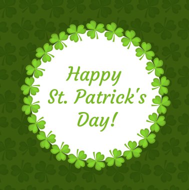 St Patricks Günü tebrik kartı, davet, afiş, el ilanı. Yonca, shamrock ile tasarım şablonu. Vektör çizim.