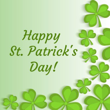 St Patricks Günü tebrik kartı, davet, afiş, el ilanı. Yonca, shamrock ile tasarım şablonu. Vektör çizim.