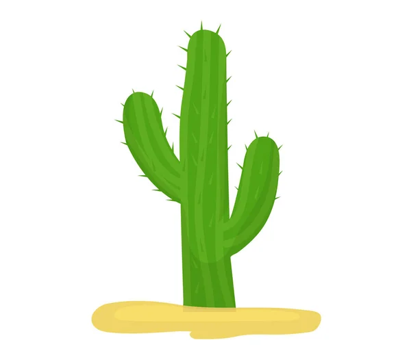 Icono de cactus plano, estilo caricatura aislado sobre fondo blanco. Ilustración vectorial, clip art. — Vector de stock