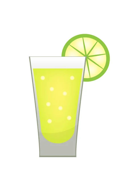 Stack of tequila with a lime slice icon flat, cartoon style. Drink isolated on white background. Alcoholic cocktail. Vector illustration. — Stock Vector