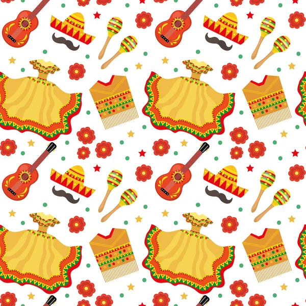 stock vector Cinco de Mayo seamless pattern. Mexican holiday endless background, texture. Vector illustration.
