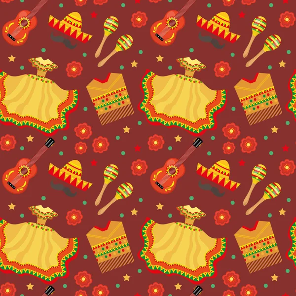 Cinco de Mayo seamless modeli. Meksika tatil sonsuz arka plan, doku. Vektör çizim.