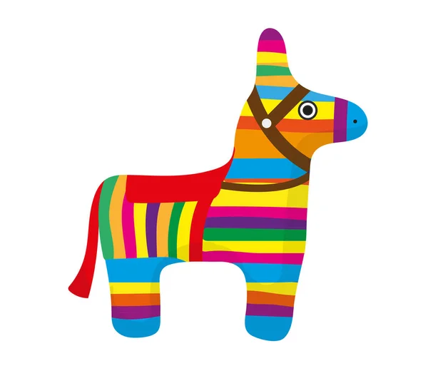 Pinata icon, flat style. Donkey colorful. Isolated on white background. Vector illustration, clip-art. — Stock Vector