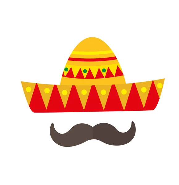 Ikon Sombrero, gaya datar. Pakaian tradisional Meksiko. Terisolasi di latar belakang putih. Vektor ilustrasi, clip-art. - Stok Vektor