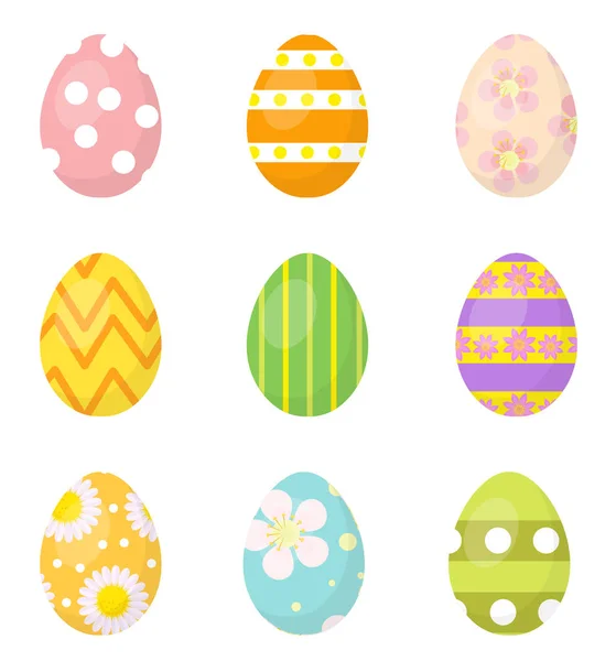 Set di uova di Pasqua di icone, elementi di design. Isolato su sfondo bianco. Illustrazione vettoriale . — Vettoriale Stock