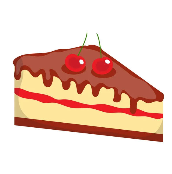 Käsekuchen, Kuchen-Symbol, flach, Cartoon-Style.isolation auf weißem Hintergrund. Vektorillustration, Clip-Art. — Stockvektor