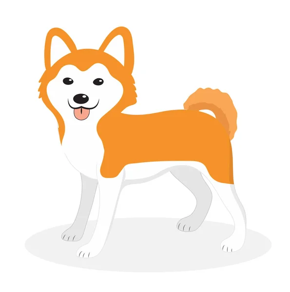Akita Inu rasa pictograma câine, stil plat, desene animate. Catelus drăguț izolat pe fundal alb. Ilustrație vectorială, clip-art . — Vector de stoc
