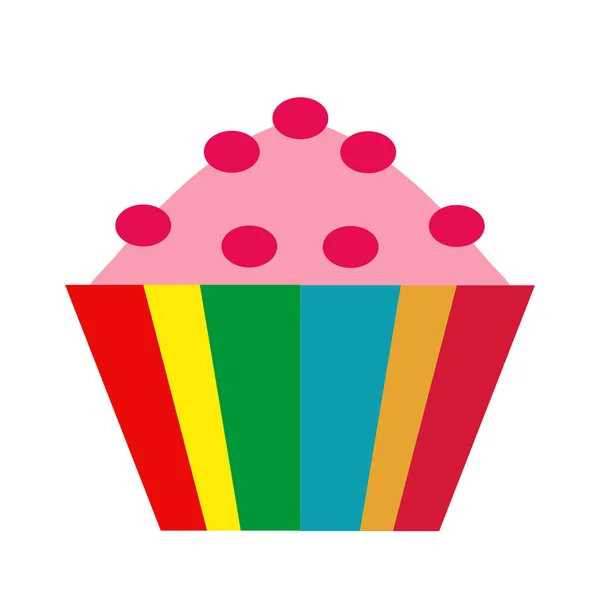 Kleurrijke cupcake. icoon plat, cartoon stijl. Muffins geïsoleerd op witte achtergrond. Vector illustratie, clip-art. — Stockvector