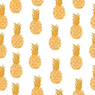 Ananas sorunsuz doku. Ananas arka plan, duvar kağıdı, kumaş. Vektör çizim.