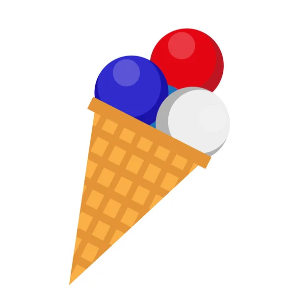 Ice cream icon, flat style. 4th july concept. Isolated on white background. Vector illustration. — Stock Vector