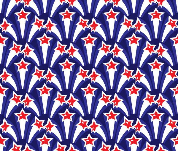 Amerikai függetlenség napja varrat nélküli mintát. Július 4-én végtelen háttér. USA-ban nemzeti ünnep ismétlődő textúra a csillagok. Vektoros illusztráció. — Stock Vector