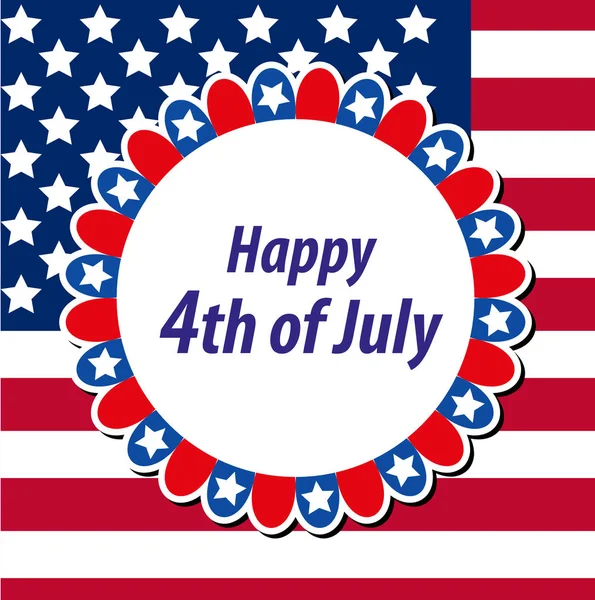 Gelukkige 4 juli wenskaart, poster. American Independence Day sjabloon voor uw ontwerp. Vectorillustratie. — Stockvector