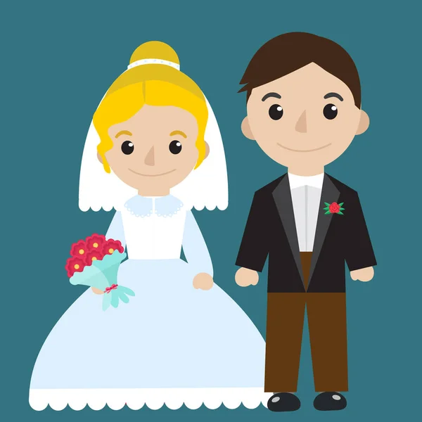 Novia y novio icono caracteres de estilo plano. Concepto de boda. Matrimonio. Ilustración vectorial . — Archivo Imágenes Vectoriales