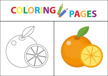 Boyama kitabı sayfası. Taslak çizimi ve renk versiyonu. Çocuklar için boyama. Çocukların eğitimi için. Vektör illüstrasyonu.