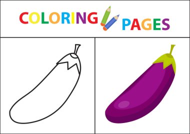 Boyama kitabı sayfası. Taslak çizimi ve renk versiyonu. Çocuklar için boyama. Çocukların eğitimi için. Vektör illüstrasyonu.