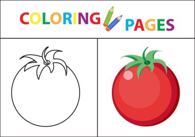 Boyama kitabı sayfası. Taslak çizimi ve renk versiyonu. Çocuklar için boyama. Çocukların eğitimi için. Vektör illüstrasyonu.