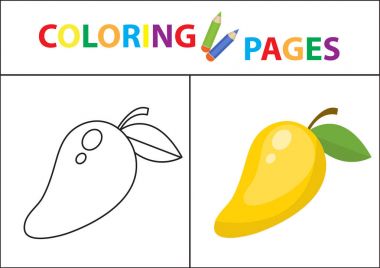 Boyama kitabı sayfası. Taslak çizimi ve renk versiyonu. Çocuklar için boyama. Çocukların eğitimi için. Vektör illüstrasyonu.