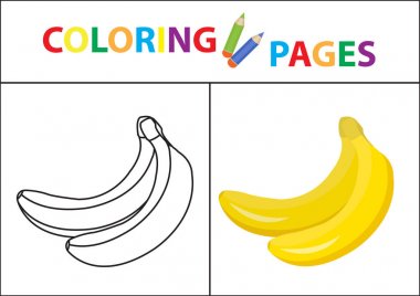 Boyama kitabı sayfası. Taslak çizimi ve renk versiyonu. Çocuklar için boyama. Çocukların eğitimi için. Vektör illüstrasyonu.