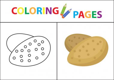 Boyama kitabı sayfası. Taslak çizimi ve renk versiyonu. Çocuklar için boyama. Çocukların eğitimi için. Vektör illüstrasyonu.