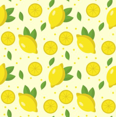 Limon seamless modeli. Limonata sonsuz arka plan, doku. Meyve arka plan. Vektör çizim.