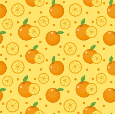 Turuncu seamless modeli. Mandalina narenciye sonsuz arka plan, doku. Meyve arka plan. Vektör çizim.