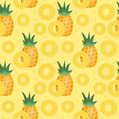 Ananas seamless modeli. Ananas sonsuz arka plan, doku dilimler. Meyve arka plan. Vektör çizim.