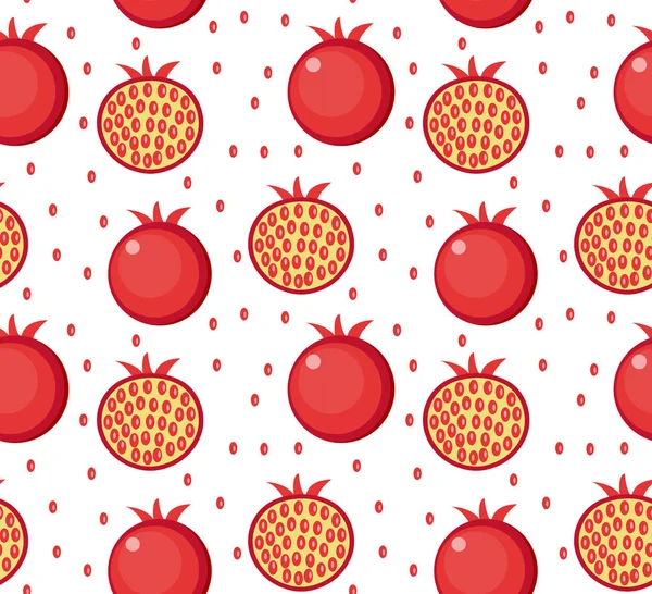 Patrón inconsútil de granada. Granate fruta fondo sin fin, textura. Fondo de frutas. Ilustración vectorial . — Vector de stock