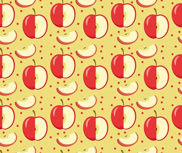 Яблоки бесшовный шаблон. Красное яблоко бесконечный фон, текстура. Фрукты. Векторная иллюстрация . — стоковый вектор