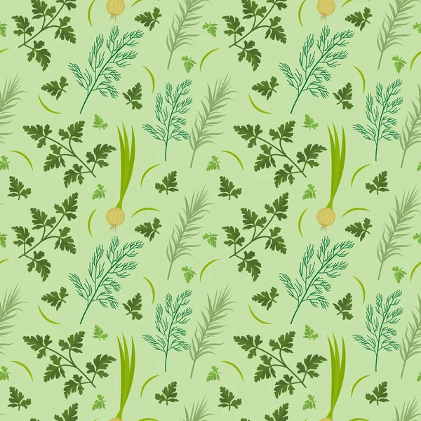 Otlar seamless modeli. Maydanoz, dereotu, razmarin sonsuz arka plan doku. Sebze zemin vektör çizim.