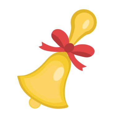 Okul çanı ikonu, düz, çizgi film tarzı. Beyaz arka planda izole edilmiş. Vektör illüstrasyonu.