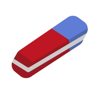 Silgi simgesi, düz, çizgi film tarzı. Beyaz arka planda izole edilmiş. Vektör illüstrasyonu.