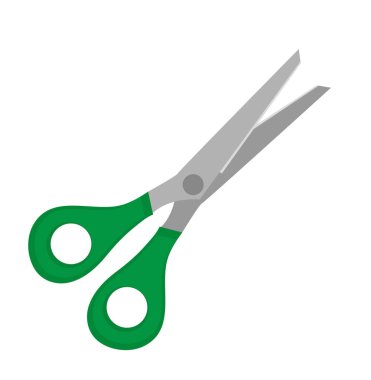 Makas simgesi, düz, karikatür tarzı. Beyaz arka plan üzerinde izole. Vektör çizim.