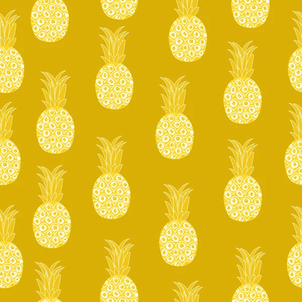 Vintage pineapple seamless pattern, retro style. Summer fruit endless background. Vector illustration. — Stock Vector