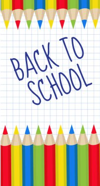 Renkli kalemler çerçeve metin için. Geri okul kareye davet. Vektör çizim.