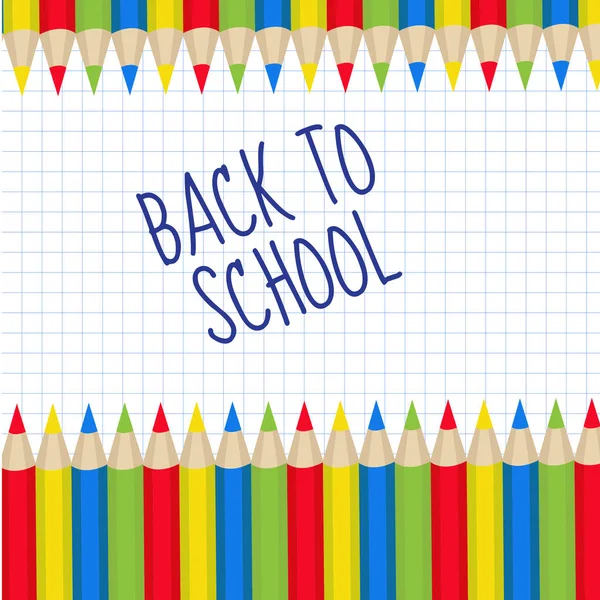 Renkli kalemler çerçeve metin için. Geri okul kareye davet. Vektör çizim.