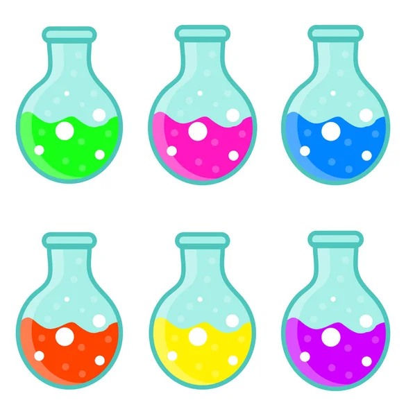 Laboratory bulb set icon, flat, cartoon style. Isolated on white background. Vector illustration. — Stock Vector