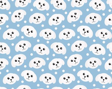 Şirin köpek yavrusu seamless modeli. Köpek Yinelenen doku. Çocuk sonsuz arka plan. Vektör çizim.