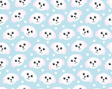 Şirin köpek yavrusu seamless modeli. Köpek Yinelenen doku. Çocuk sonsuz arka plan. Vektör çizim.