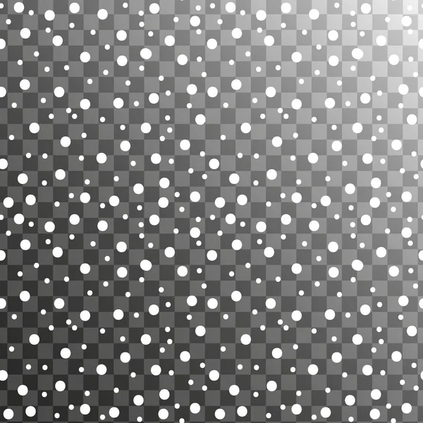 Chute réaliste flocons de neige motif sans couture. La neige tombe isolée sur un fond transparent. Illustration vectorielle . — Image vectorielle