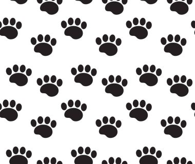 Hayvan seamless modeli izler. Köpek izleri Yinelenen doku, sonsuz arka plan paws. Vektör çizim.