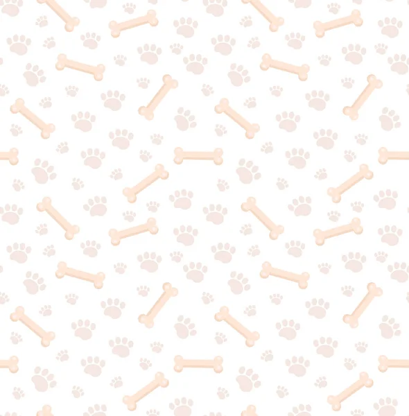 Dog bones seamless pattern. Bone and traces of puppy paws repetitive texture. Doggy endless background. Vector illustration. — Stock Vector