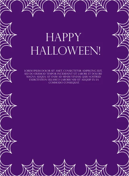 Halloween quadratischer Rahmen für Text mit Spinnennetz. Vorlage für Ihre Design-Postkarte, Einladung, Poster. Vektorillustration. — Stockvektor