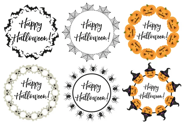 Cadılar Bayramı yuvarlak çerçeve metin için. Beyaz arka plan üzerinde izole. Kartı tasarım şablonu. Vektör çizim.