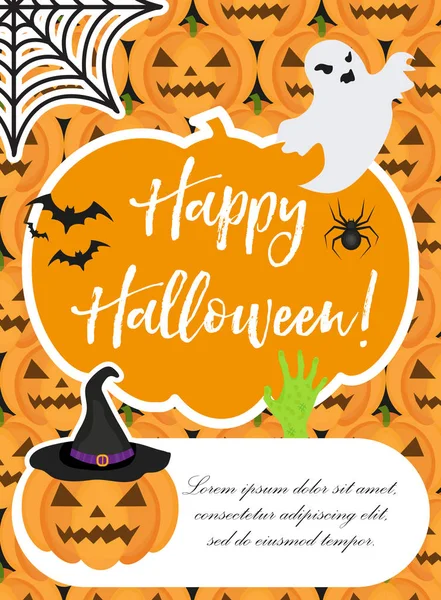 Halloween plakát. Boldog Halloween sablonok a meghívó design, üdvözlő kártya, szórólap. Vektorillusztráció. — Stock Vector