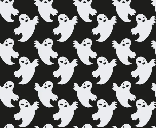Ghost varrat nélküli mintát. Ijesztő szellemet ismétlődő textúrához. Halloween végtelen háttér. Vektoros illusztráció. — Stock Vector