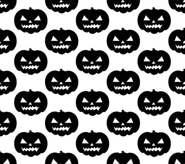 Modello senza cuciture di zucca di Halloween. Spaventosa silhouette nera che ripete texture, sfondo infinito. Illustrazione del veterinario . — Vettoriale Stock