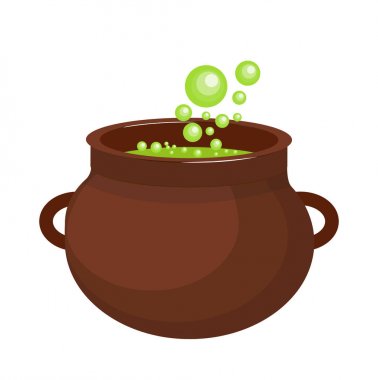 Düz ikon ikonlu tencere. Beyaz arka planda izole edilmiş. Vektör illüstrasyonu.