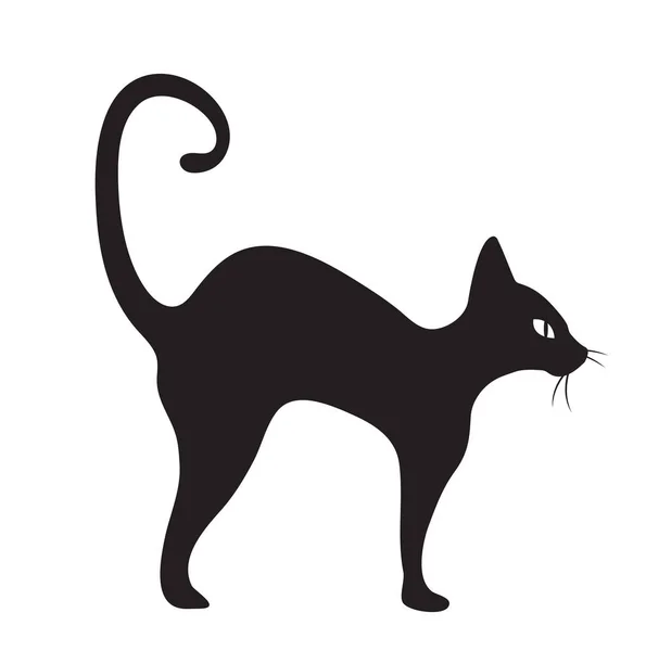 Black cat icon flat style. Isolated on white background. Vector illustration. — Stock Vector